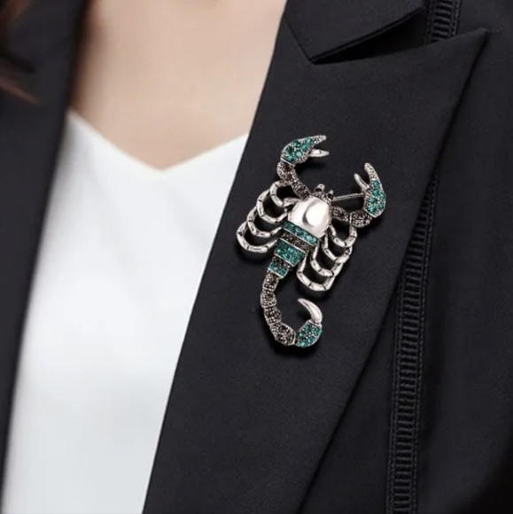 Jewelry - Scorpion Brooch with Green and Silver Accents